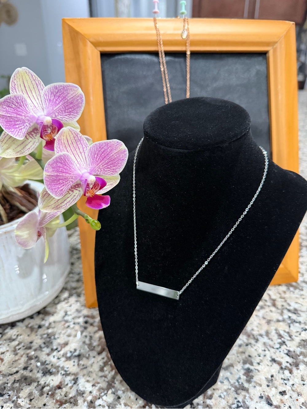 Plunder Sterling Silver Bar Pendant Necklace - Silver
